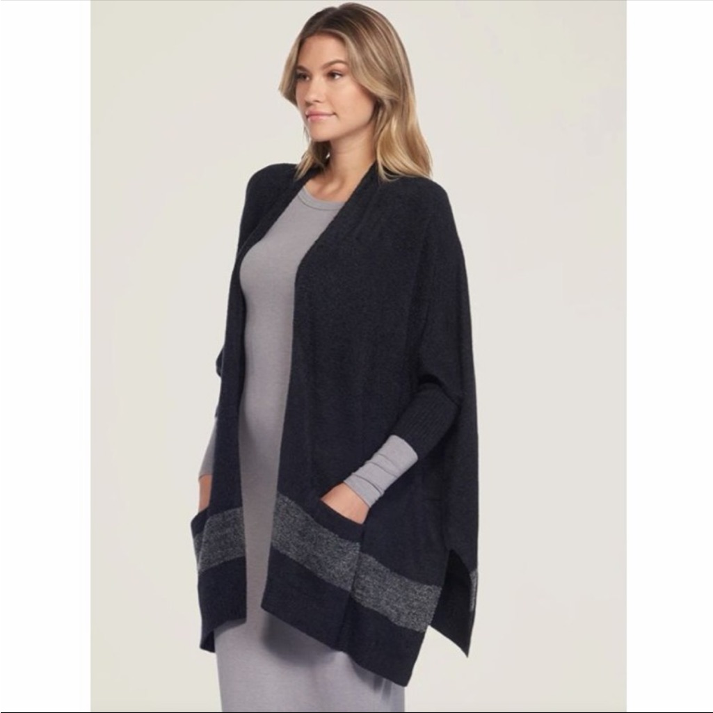 Barefoot Dreams Cozychic Lite Cliffside Wrap Black/Grey Size Os